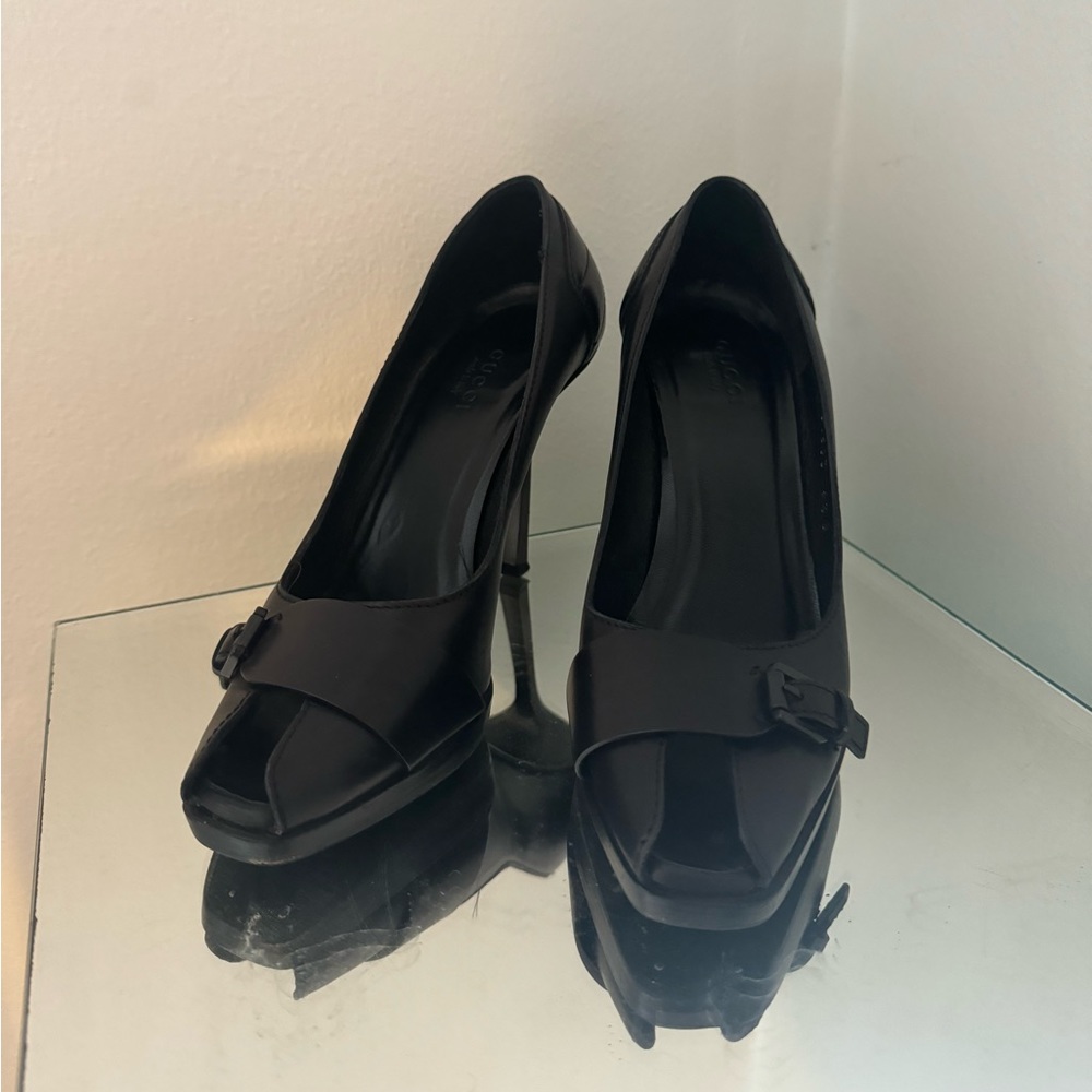Gucci 6.5 Open Toe Black Heels